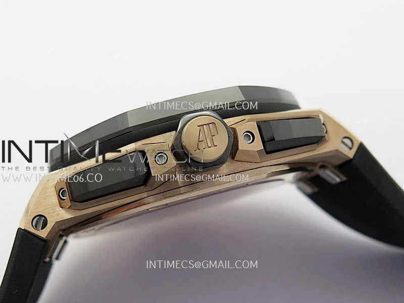 AP ROO 43mm 26420 Ceramic Bezel RG APSF 1:1 Best Edition Black Silver Dial On Black Rubber Strap Super Clone SA4401