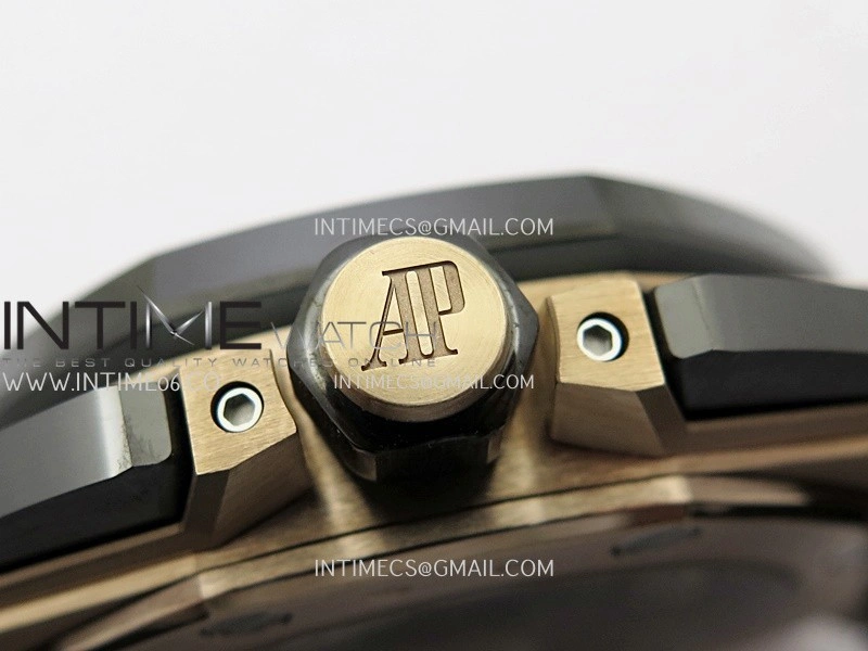 AP ROO 43mm 26420 Ceramic Bezel RG APSF 1:1 Best Edition Black Silver Dial On Black Rubber Strap Super Clone SA4401
