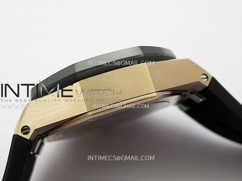 AP ROO 43mm 26420 Ceramic Bezel RG APSF 1:1 Best Edition Black Silver Dial On Black Rubber Strap Super Clone SA4401