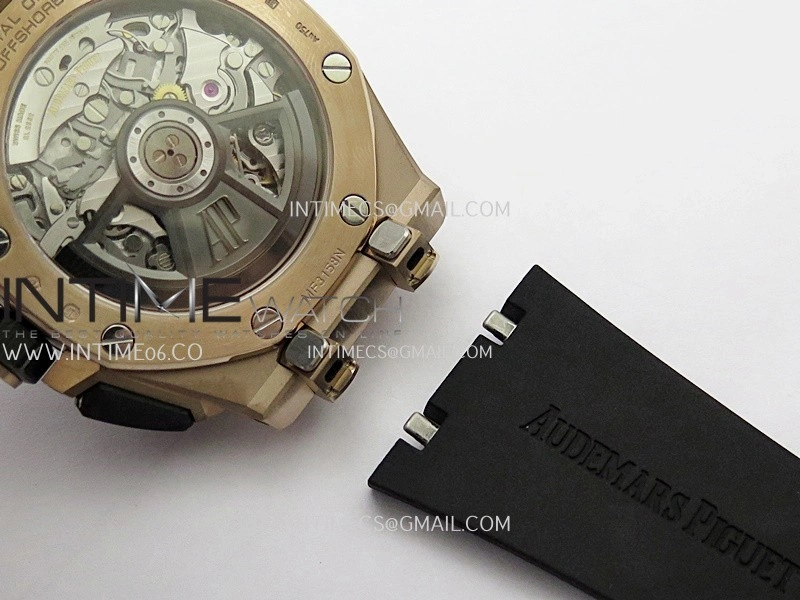 AP ROO 43mm 26420 Ceramic Bezel RG APSF 1:1 Best Edition Black Silver Dial On Black Rubber Strap Super Clone SA4401