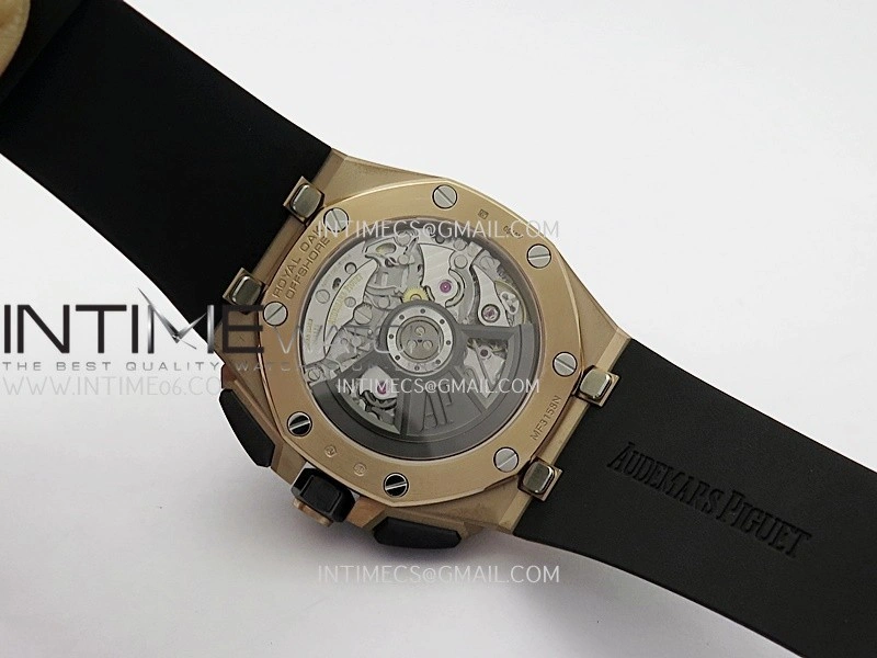 AP ROO 43mm 26420 Ceramic Bezel RG APSF 1:1 Best Edition Black Silver Dial On Black Rubber Strap Super Clone SA4401
