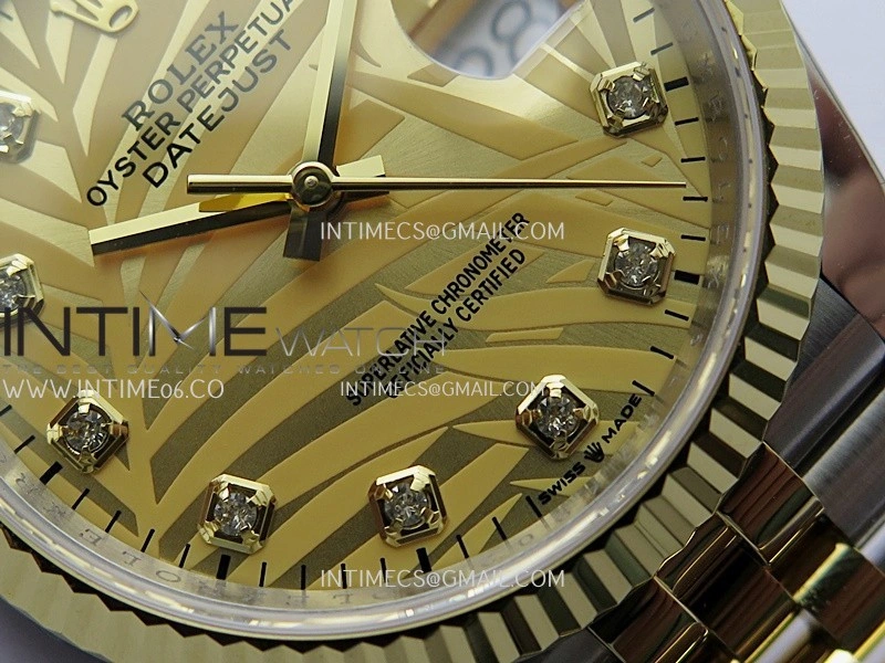 DateJust 126233 36mm 904L SS YG AR+F 1:1 Best Edition Gold Leaves Dial Diamond Marker On Jubilee Bracelet DD3235