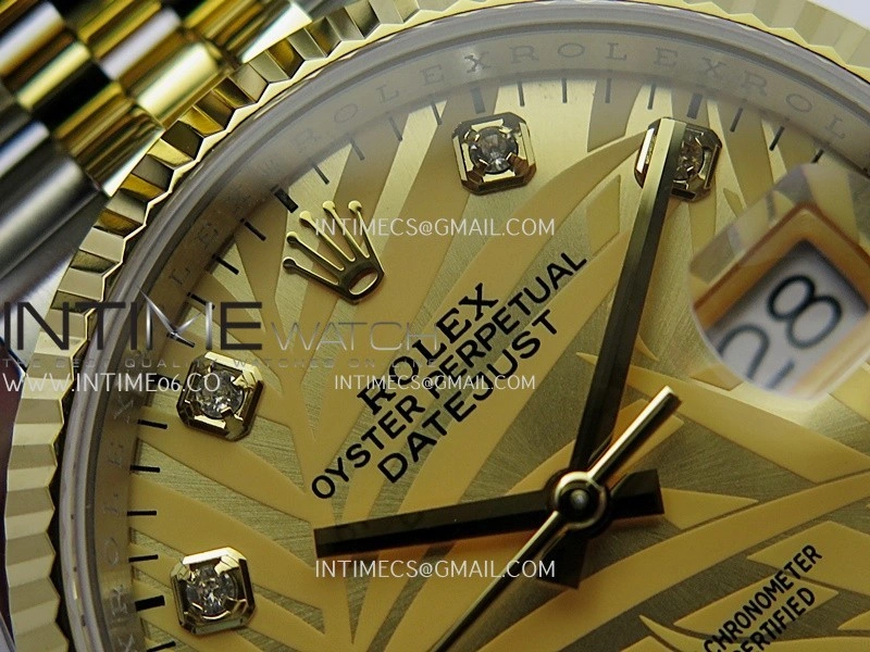 DateJust 126233 36mm 904L SS YG AR+F 1:1 Best Edition Gold Leaves Dial Diamond Marker On Jubilee Bracelet DD3235