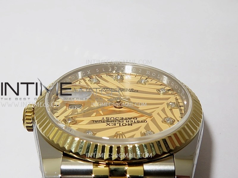 DateJust 126233 36mm 904L SS YG AR+F 1:1 Best Edition Gold Leaves Dial Diamond Marker On Jubilee Bracelet DD3235