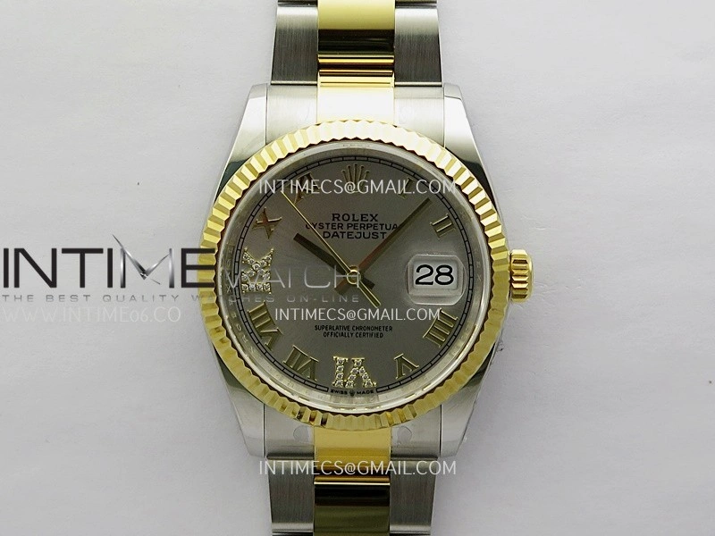DateJust 126233 36mm 904L SS YG AR+F 1:1 Best Edition Silver Dial Roman Diamond Marker On Oyster Bracelet DD3235