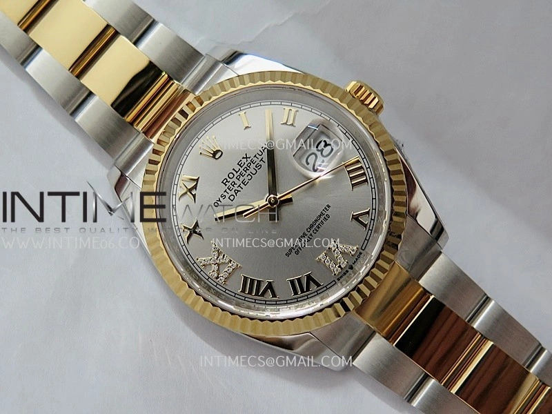 DateJust 126233 36mm 904L SS YG AR+F 1:1 Best Edition Silver Dial Roman Diamond Marker On Oyster Bracelet DD3235