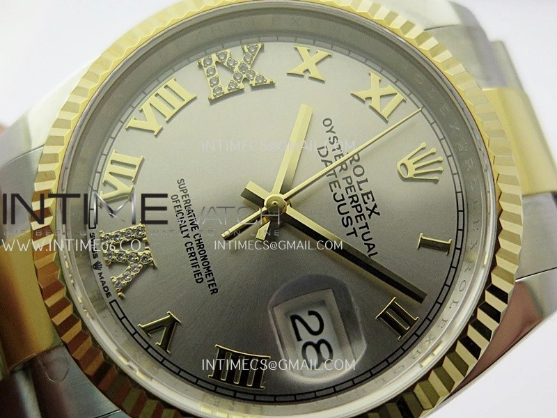 DateJust 126233 36mm 904L SS YG AR+F 1:1 Best Edition Silver Dial Roman Diamond Marker On Oyster Bracelet DD3235