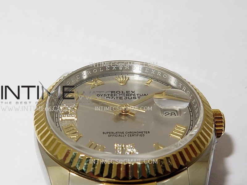 DateJust 126233 36mm 904L SS YG AR+F 1:1 Best Edition Silver Dial Roman Diamond Marker On Oyster Bracelet DD3235