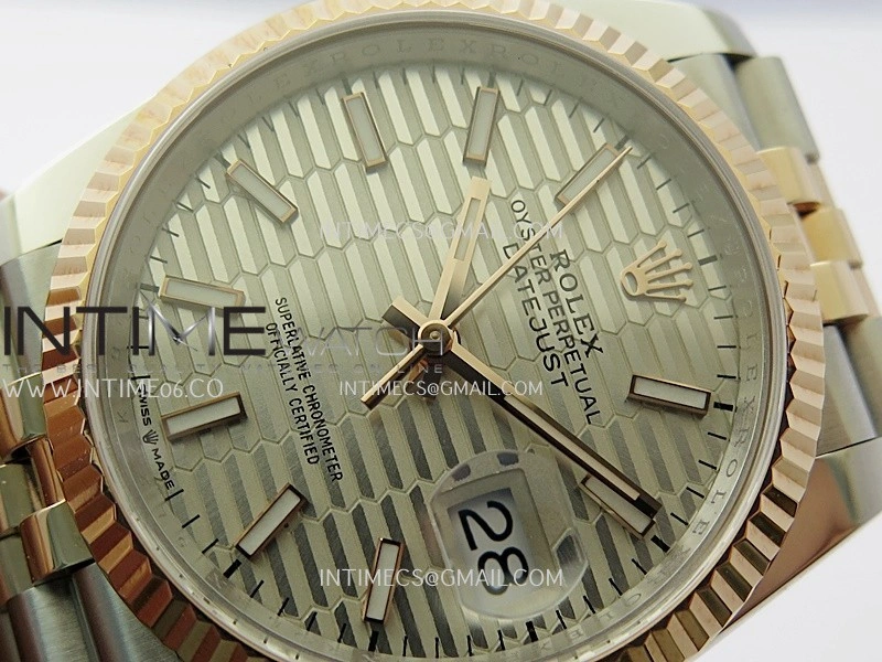 DateJust 126233 36mm 904L SS RG AR+F 1:1 Best Edition Silver Fluted Dial Stick Marker On Jubilee Bracelet DD3235
