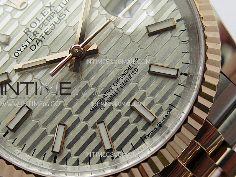 DateJust 126233 36mm 904L SS RG AR+F 1:1 Best Edition Silver Fluted Dial Stick Marker On Jubilee Bracelet DD3235