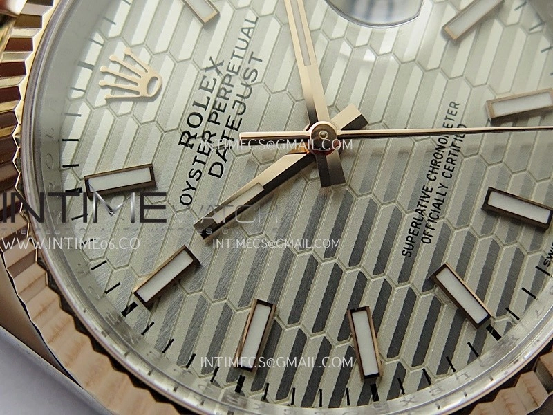 DateJust 126233 36mm 904L SS RG AR+F 1:1 Best Edition Silver Fluted Dial Stick Marker On Jubilee Bracelet DD3235