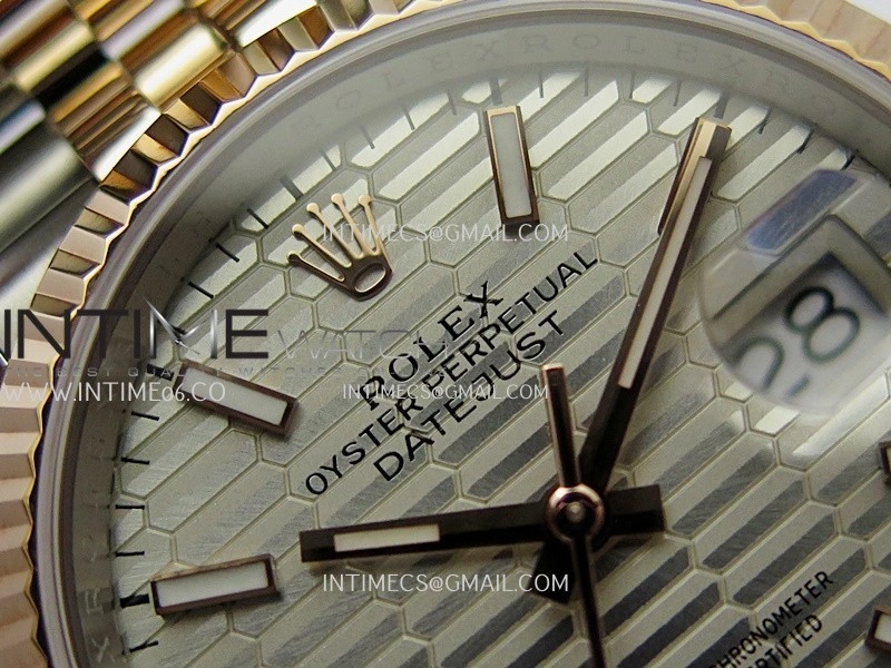 DateJust 126233 36mm 904L SS RG AR+F 1:1 Best Edition Silver Fluted Dial Stick Marker On Jubilee Bracelet DD3235