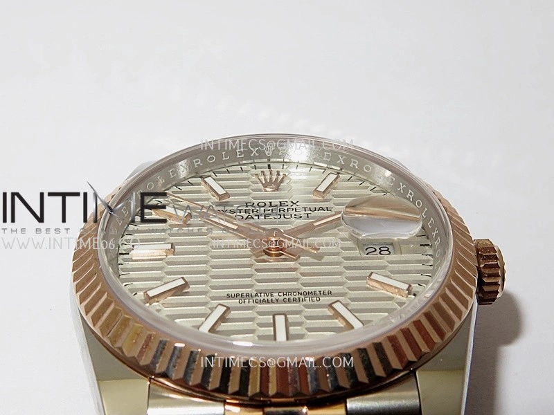 DateJust 126233 36mm 904L SS RG AR+F 1:1 Best Edition Silver Fluted Dial Stick Marker On Jubilee Bracelet DD3235