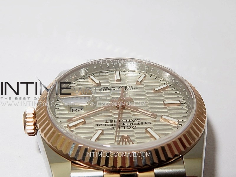 DateJust 126233 36mm 904L SS RG AR+F 1:1 Best Edition Silver Fluted Dial Stick Marker On Jubilee Bracelet DD3235