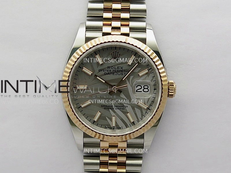 DateJust 126233 36mm 904L SS RG AR+F 1:1 Best Edition Silver Leaves Dial Stick Marker On Jubilee Bracelet DD3235