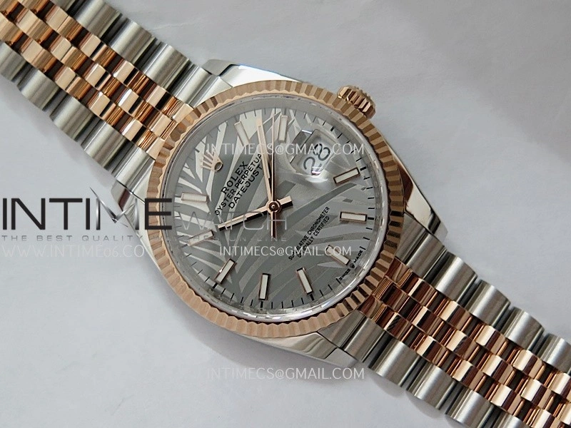 DateJust 126233 36mm 904L SS RG AR+F 1:1 Best Edition Silver Leaves Dial Stick Marker On Jubilee Bracelet DD3235