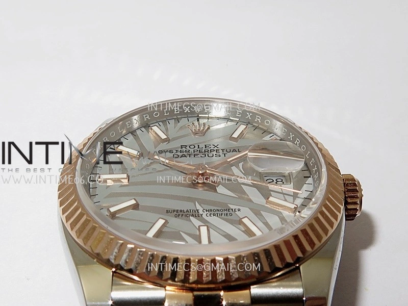 DateJust 126233 36mm 904L SS RG AR+F 1:1 Best Edition Silver Leaves Dial Stick Marker On Jubilee Bracelet DD3235