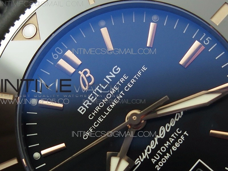 SuperOcean 42mm AB2010 DLC RG B50 1:1 Best Edition Black Dial Black Ceramic Bezel on Black Rubber strap A2824