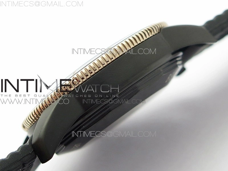 SuperOcean 42mm AB2010 DLC RG B50 1:1 Best Edition Black Dial Black Ceramic Bezel on Black Rubber strap A2824