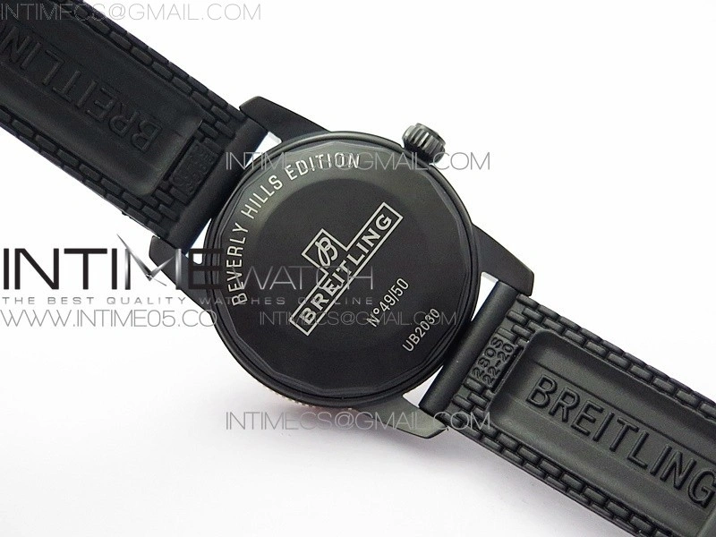 SuperOcean 42mm AB2010 DLC RG B50 1:1 Best Edition Black Dial Black Ceramic Bezel on Black Rubber strap A2824