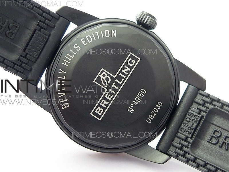 SuperOcean 42mm AB2010 DLC RG B50 1:1 Best Edition Black Dial Black Ceramic Bezel on Black Rubber strap A2824