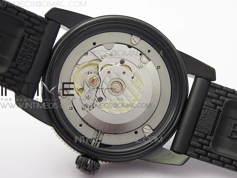 SuperOcean 42mm AB2010 DLC RG B50 1:1 Best Edition Black Dial Black Ceramic Bezel on Black Rubber strap A2824