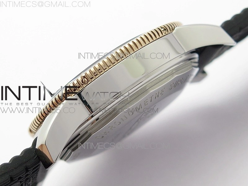 SuperOcean 42mm AB2010 SS RG B50 1:1 Best Edition Black Dial Black Ceramic Bezel on Black Rubber strap A2824