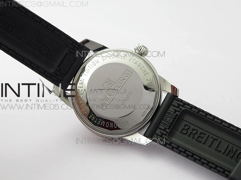 SuperOcean 42mm AB2010 SS RG B50 1:1 Best Edition Black Dial Black Ceramic Bezel on Black Rubber strap A2824