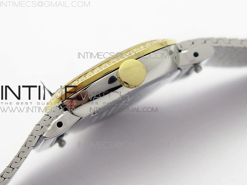 La d de dior statine SS YG Crystal Bezel 8848F 1:1 Best Edition Tiger eye dial on SS bracelet Swiss Quartz