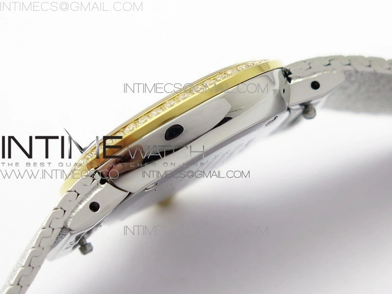 La d de dior statine SS YG Crystal Bezel 8848F 1:1 Best Edition Tiger eye dial on SS bracelet Swiss Quartz