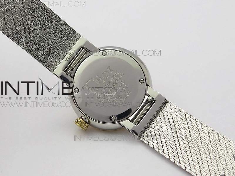 La d de dior statine SS YG Crystal Bezel 8848F 1:1 Best Edition Tiger eye dial on SS bracelet Swiss Quartz