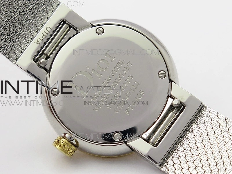 La d de dior statine SS YG Crystal Bezel 8848F 1:1 Best Edition Tiger eye dial on SS bracelet Swiss Quartz