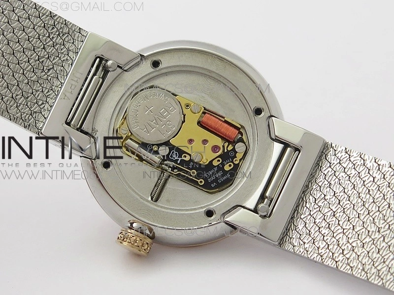 La d de dior satine SS RG Crystal Bezel 8848F 1:1 Best Edition White MOP Dial on SS bracelet Swiss Quartz