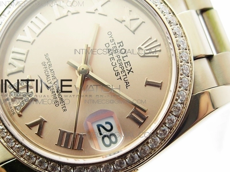 Datejust 31mm 278275 RG Dia Bezel BP Best Edition RG Roman Markers Dial @6 Dia on RG President Bracelet