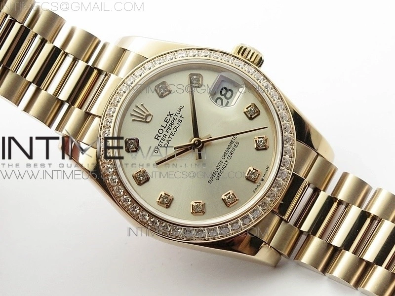 Datejust 31mm 278275 RG Dia Bezel BP Best Edition Silver Crystal Markers Dial on RG President Bracelet
