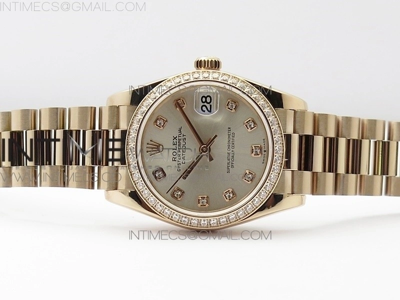Datejust 31mm 278275 RG Dia Bezel BP Best Edition Silver Crystal Markers Dial on RG President Bracelet