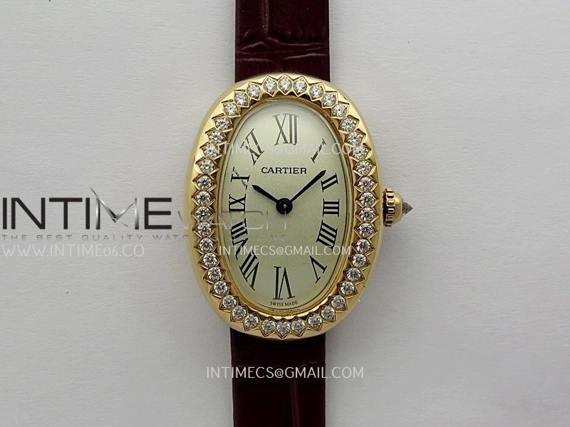 Baignoire Watch RG Diamond Bezel AF 1:1 Best Edition Silver Dial On Black Croco Strap RONDA Quartz