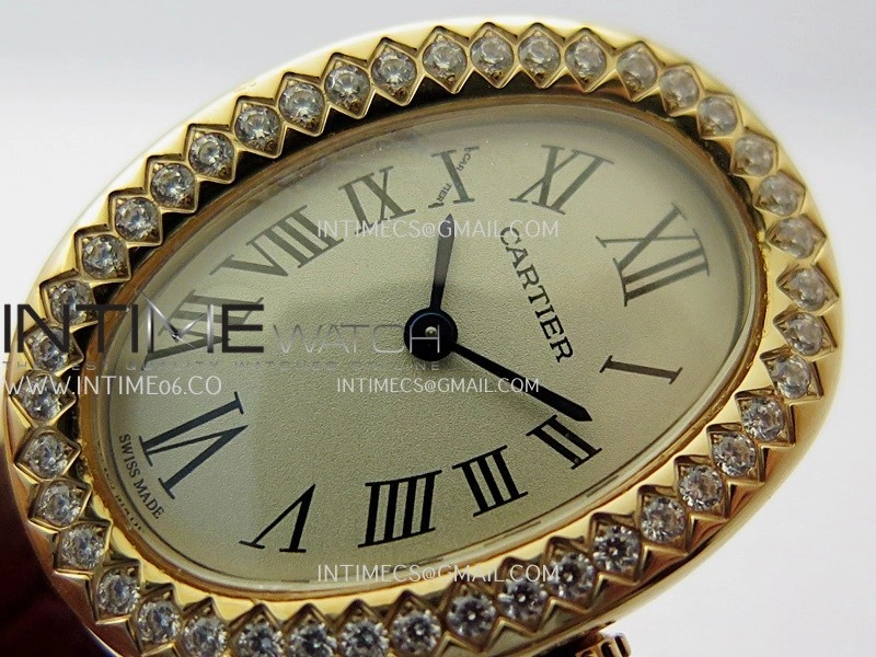 Baignoire Watch RG Diamond Bezel AF 1:1 Best Edition Silver Dial On Black Croco Strap RONDA Quartz