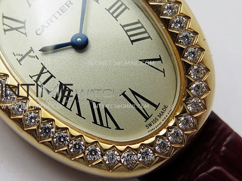 Baignoire Watch RG Diamond Bezel AF 1:1 Best Edition Silver Dial On Black Croco Strap RONDA Quartz