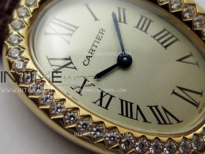 Baignoire Watch RG Diamond Bezel AF 1:1 Best Edition Silver Dial On Black Croco Strap RONDA Quartz