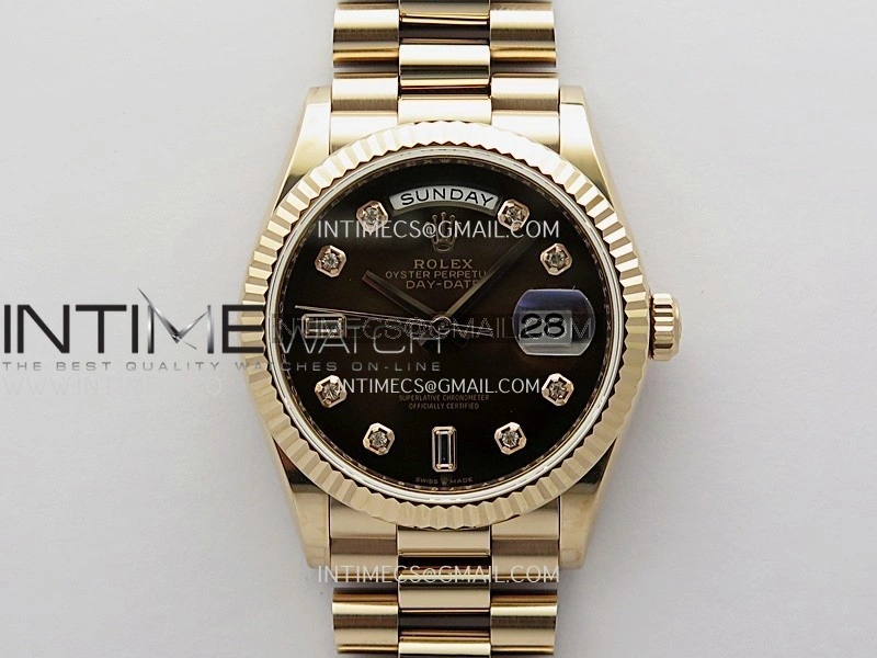 Day Date 128238 36mm RG KF 1:1 Best Edition Brown Ombre Dial Diamond Marker On President Bracelet A2836