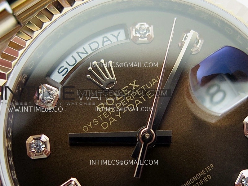 Day Date 128238 36mm RG KF 1:1 Best Edition Brown Ombre Dial Diamond Marker On President Bracelet A2836