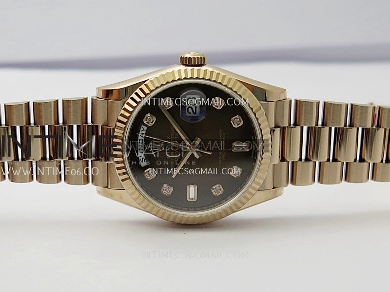 Day Date 128238 36mm RG KF 1:1 Best Edition Brown Ombre Dial Diamond Marker On President Bracelet A2836