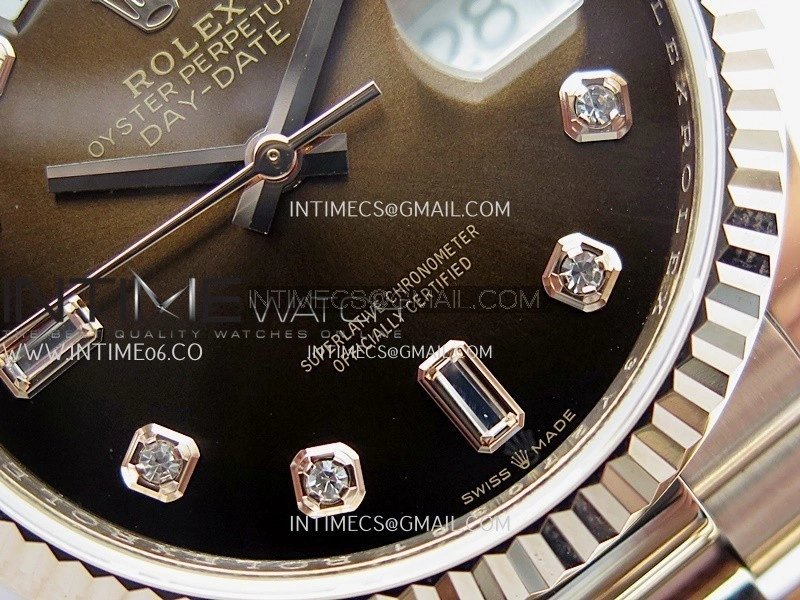 Day Date 128238 36mm RG KF 1:1 Best Edition Brown Ombre Dial Diamond Marker On President Bracelet A2836