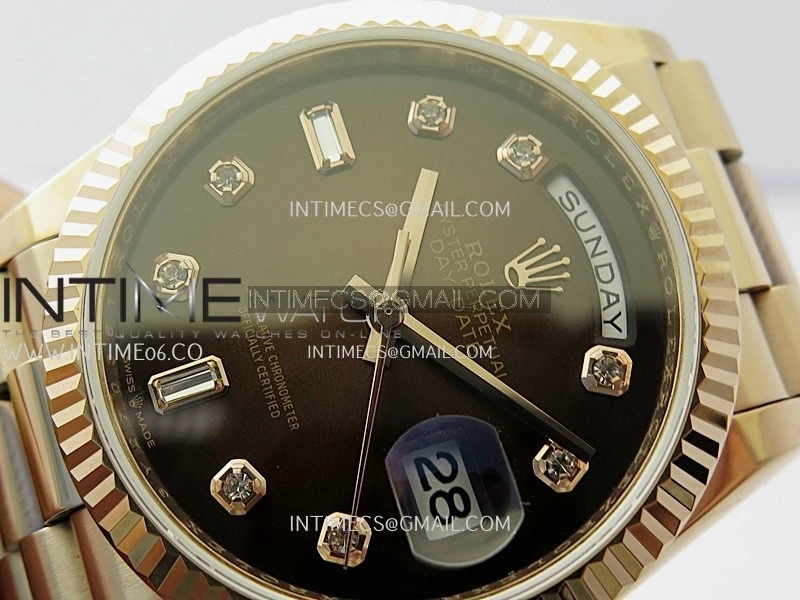 Day Date 128238 36mm RG KF 1:1 Best Edition Brown Ombre Dial Diamond Marker On President Bracelet A2836