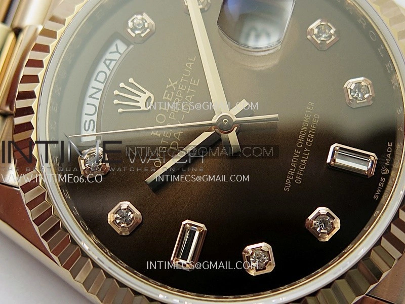 Day Date 128238 36mm RG KF 1:1 Best Edition Brown Ombre Dial Diamond Marker On President Bracelet A2836