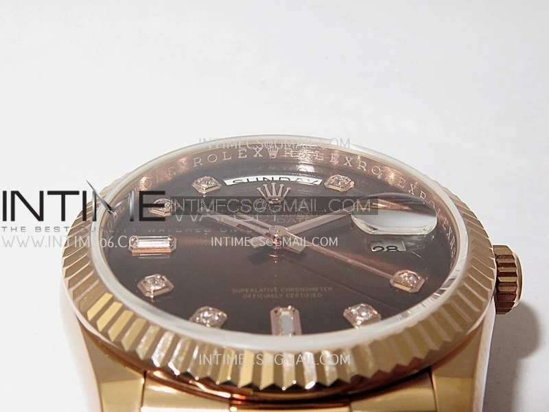 Day Date 128238 36mm RG KF 1:1 Best Edition Brown Ombre Dial Diamond Marker On President Bracelet A2836