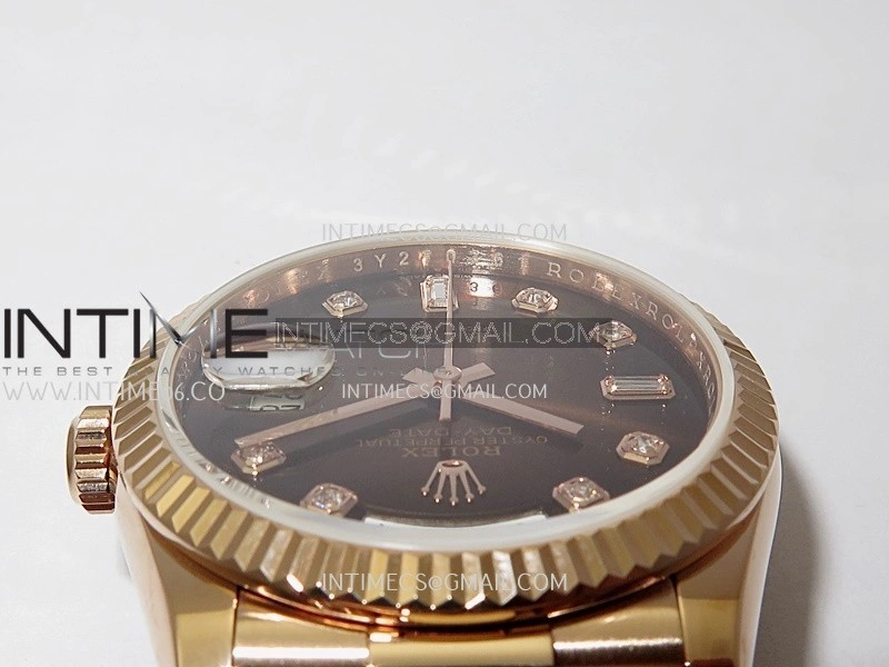 Day Date 128238 36mm RG KF 1:1 Best Edition Brown Ombre Dial Diamond Marker On President Bracelet A2836
