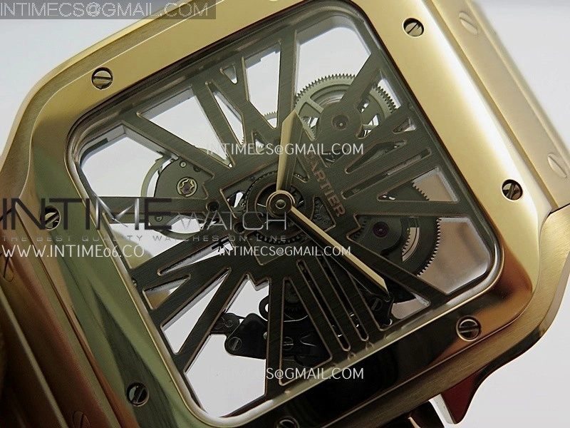 Santos Skeleton Black RG Rich Factory 1:1 Best Skeleton Dial On RG SmartLink Bracelet 9611MC Super Clone
