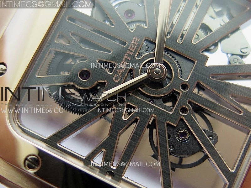 Santos Skeleton Black RG Rich Factory 1:1 Best Skeleton Dial On RG SmartLink Bracelet 9611MC Super Clone